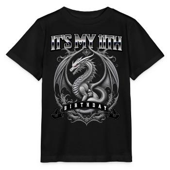 Dragon 11th Birthday Dragon - Stanley/Stella MINI CREATOR Kids’ T-Shirt - black - Front - Mikhail (115cm)