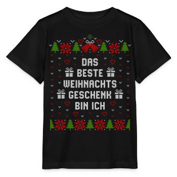 Das beste Weihnachtsgeschenk bin ich - Stanley/Stella Kinder T-Shirt MINI CREATOR  - Schwarz - Vorne - Mikhail (115cm)
