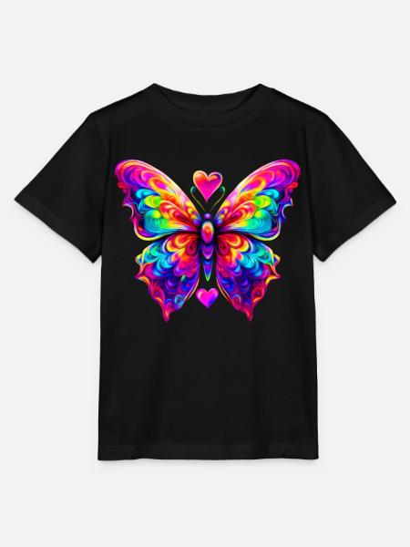 Bunter psychedelischer Schmetterling - Stanley/Stella Kinder T-Shirt MINI CREATOR  - Schwarz