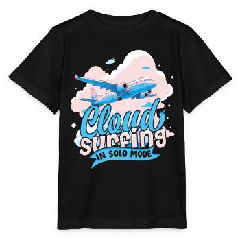 Premier pilote de vol solo surfant sur les nuages en mode solo - T-shirt bio MINI CREATOR Stanley/Stella Enfant - noir - Devant - Mikhail (115cm)