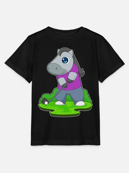 Pferd Golf Golfschläger - Stanley/Stella Kinder T-Shirt MINI CREATOR - Schwarz
