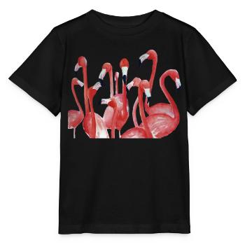 Vivid Flamingo Watercolour Ensemble - Stanley/Stella MINI CREATOR Kids’ T-Shirt - black - Front - Mikhail (115cm)