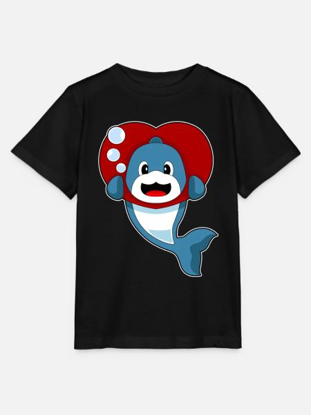 Delfin Herz - Stanley/Stella Kinder T-Shirt MINI CREATOR  - Schwarz