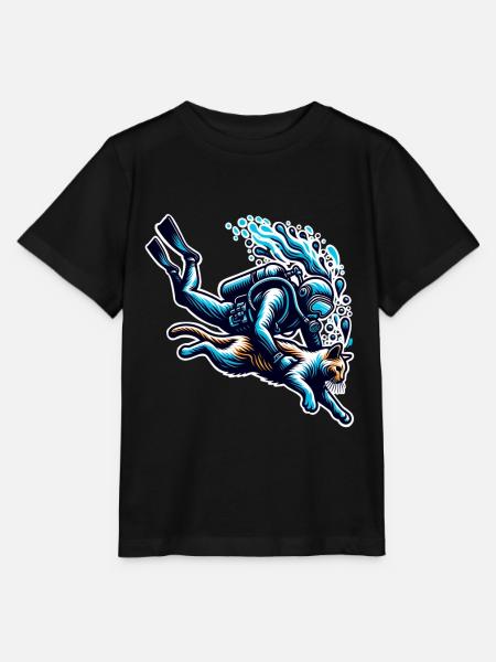 Plongée Plongeur Chat - T-shirt bio MINI CREATOR Stanley/Stella Enfant - noir