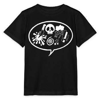 Comic book (white) - Stanley/Stella MINI CREATOR Kids’ T-Shirt - black - Front - Mikhail (115cm)