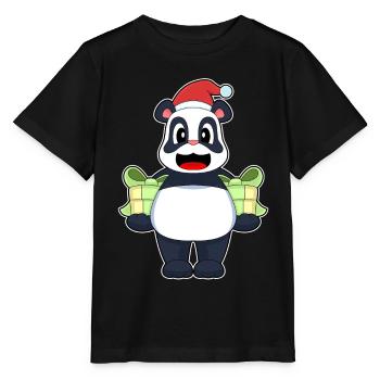 Panda Christmas Packages - Stanley/Stella MINI CREATOR Kids’ T-Shirt - black - Front - Mikhail (115cm)