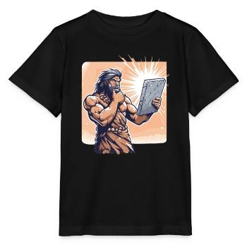 Idée Idée homme des cavernes Pierre Tablette cadeau - T-shirt bio MINI CREATOR Stanley/Stella Enfant - noir - Devant - Mikhail (115cm)