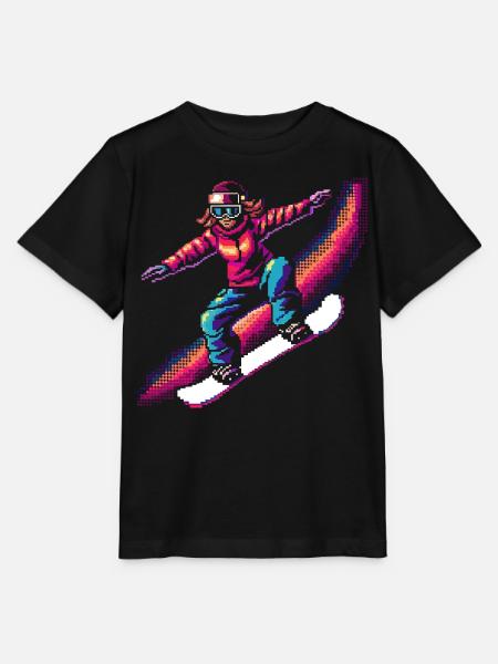 Snowboarding Pixel - Stanley/Stella Kinder T-Shirt MINI CREATOR - Schwarz