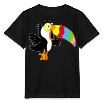 Vogel und mehrfarbiger Schnabel - Stanley/Stella Kinder T-Shirt MINI CREATOR  - Schwarz - Vorne - Mikhail (115cm)