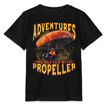 Paramotoring Adventures Are Better With Propeller - Stanley/Stella Kinder T-Shirt MINI CREATOR  - Schwarz - Vorne - Mikhail (115cm)