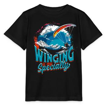 Paramoteur Motorchirm Winging est ma spécialité - T-shirt bio MINI CREATOR Stanley/Stella Enfant - noir - Devant - Mikhail (115cm)