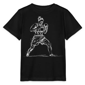 Croquis de boxeuse - T-shirt bio MINI CREATOR Stanley/Stella Enfant - noir - Devant - Mikhail (115cm)