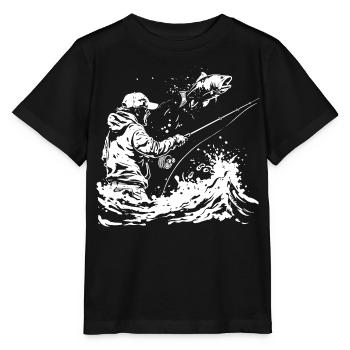 Croquis de pêche - T-shirt bio MINI CREATOR Stanley/Stella Enfant - noir - Devant - Mikhail (115cm)
