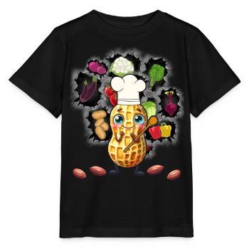 Erdnuss Koch Köche Köchin Gemüse Vegetarisch - Stanley/Stella Kinder T-Shirt MINI CREATOR  - Schwarz - Vorne - Mikhail (115cm)