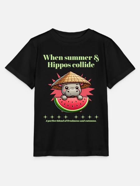 Nilpferd mit Wassermelone - Stanley/Stella Kinder T-Shirt MINI CREATOR  - Schwarz