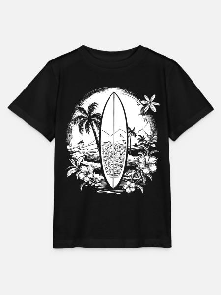 Surfen Skizze - Stanley/Stella Kinder T-Shirt MINI CREATOR - Schwarz