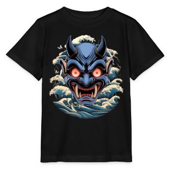 Japan Oni Maske Dämon Sad Aesthetic Edgy Streetwea - Stanley/Stella Kinder T-Shirt MINI CREATOR  - Schwarz - Vorne - Mikhail (115cm)