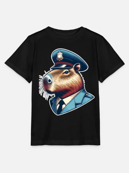 Capybara Polizei - Stanley/Stella Kinder T-Shirt MINI CREATOR - Schwarz