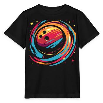 Retro Bowlingkugel - Stanley/Stella Kinder T-Shirt MINI CREATOR  - Schwarz - Vorne - Mikhail (115cm)