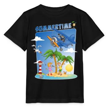 Image d’été colorée et joyeuse - T-shirt bio MINI CREATOR Stanley/Stella Enfant - noir - Devant - Mikhail (115cm)