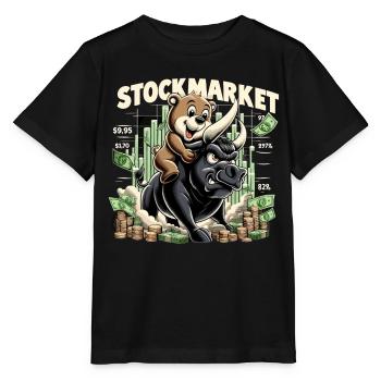 Stock Market Stock Market Bull Bull Bear Profit Gift - Stanley/Stella MINI CREATOR Kids’ T-Shirt - black - Front - Mikhail (115cm)