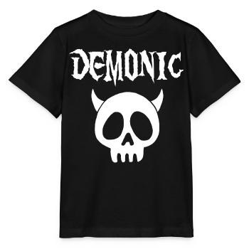 Tête de mort démoniaque blanc - T-shirt bio MINI CREATOR Stanley/Stella Enfant - noir - Devant - Mikhail (115cm)