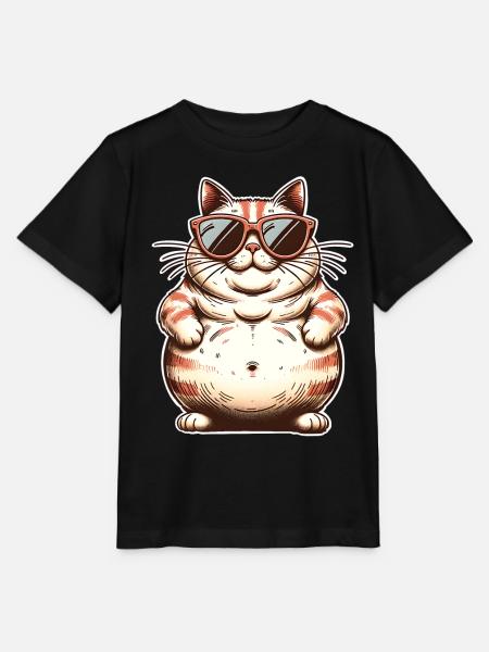 Dicke Coole Katze - Stanley/Stella Kinder T-Shirt MINI CREATOR - Schwarz