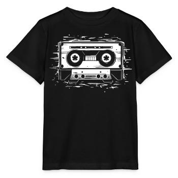 Cassette audio - T-shirt bio MINI CREATOR Stanley/Stella Enfant - noir - Devant - Mikhail (115cm)