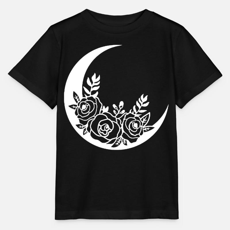 Lune fleurie blanche - T-shirt bio MINI CREATOR Stanley/Stella Enfant - noir