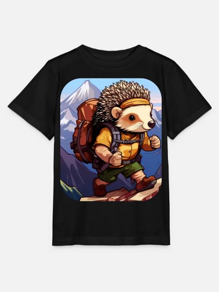 IgelWandern / Bergsteiger Igel - Stanley/Stella Kinder T-Shirt MINI CREATOR - Schwarz