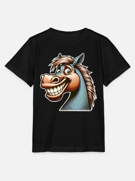 Pferd Grinsen Lustig - Stanley/Stella Kinder T-Shirt MINI CREATOR  - Schwarz