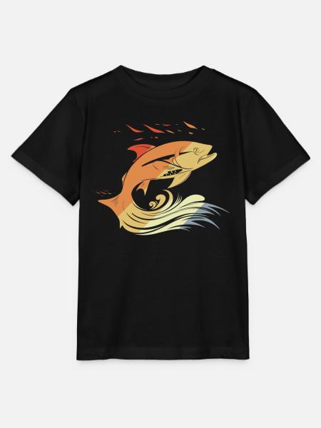 Fisch Zeichnung Retro Stil - Stanley/Stella Kinder T-Shirt MINI CREATOR - Schwarz