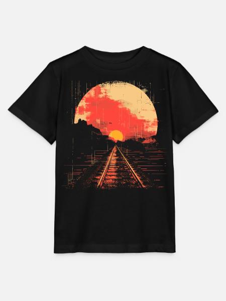 Eisenbahn Illustration - Stanley/Stella Kinder T-Shirt MINI CREATOR  - Schwarz