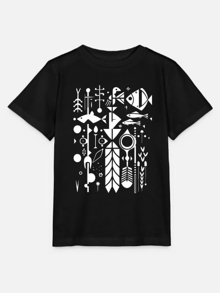 Fischerei Silhouette - Stanley/Stella Kinder T-Shirt MINI CREATOR - Schwarz