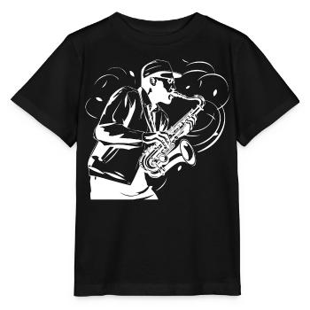 Saxophonist Skizze - Stanley/Stella Kinder T-Shirt MINI CREATOR  - Schwarz - Vorne - Mikhail (115cm)
