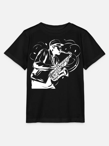 Saxophonist Skizze - Stanley/Stella Kinder T-Shirt MINI CREATOR  - Schwarz