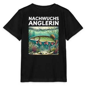 Jeune pêcheur - Motif brochet - T-shirt bio MINI CREATOR Stanley/Stella Enfant - noir - Devant - Mikhail (115cm)