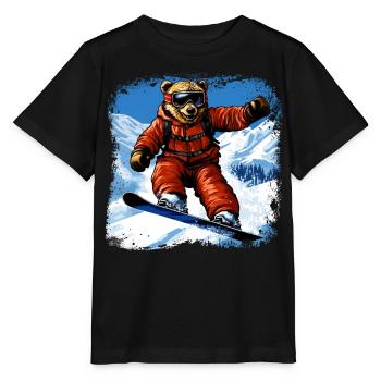 Ours Planche à neige - T-shirt bio MINI CREATOR Stanley/Stella Enfant - noir - Devant - Mikhail (115cm)