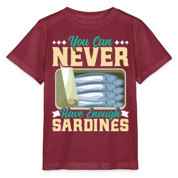 Sardines, Pêche, Poisson - T-shirt bio MINI CREATOR Stanley/Stella Enfant - bordeaux - Devant - Kain (125cm)