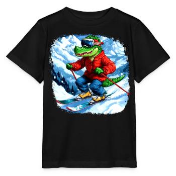 Skieur crocodile - T-shirt bio MINI CREATOR Stanley/Stella Enfant - noir - Devant - Mikhail (115cm)