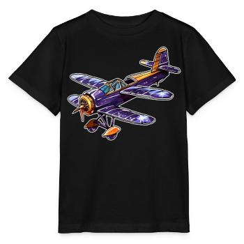 Propeller Plane Comic Look - Stanley/Stella MINI CREATOR Kids’ T-Shirt - black - Front - Mikhail (115cm)