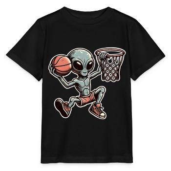 Basketball Dunking Alien - Stanley/Stella MINI CREATOR Kids’ T-Shirt - black - Front - Mikhail (115cm)