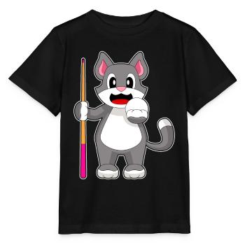 Katze Billiard Queue - Stanley/Stella Kinder T-Shirt MINI CREATOR  - Schwarz - Vorne - Mikhail (115cm)