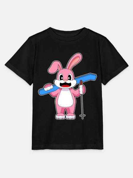 Hase Skifahrer Ski Wintersport - Stanley/Stella Kinder T-Shirt MINI CREATOR  - Schwarz