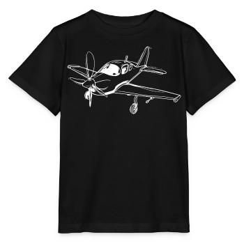 Propeller Plane Lineart - Stanley/Stella MINI CREATOR Kids’ T-Shirt - black - Front - Mikhail (115cm)