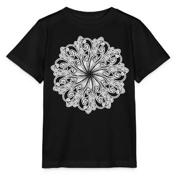 Schwarz-weißes Blumenmuster - Stanley/Stella Kinder T-Shirt MINI CREATOR  - Schwarz - Vorne - Mikhail (115cm)