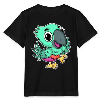 Perroquet mignon mignon - T-shirt bio MINI CREATOR Stanley/Stella Enfant - noir - Devant - Mikhail (115cm)