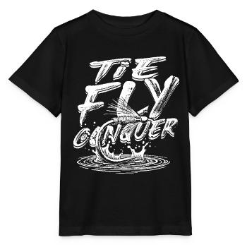 Pêche à la mouche Mouche Pêcheur Cravate Mouche Conquérir - T-shirt bio MINI CREATOR Stanley/Stella Enfant - noir - Devant - Mikhail (115cm)