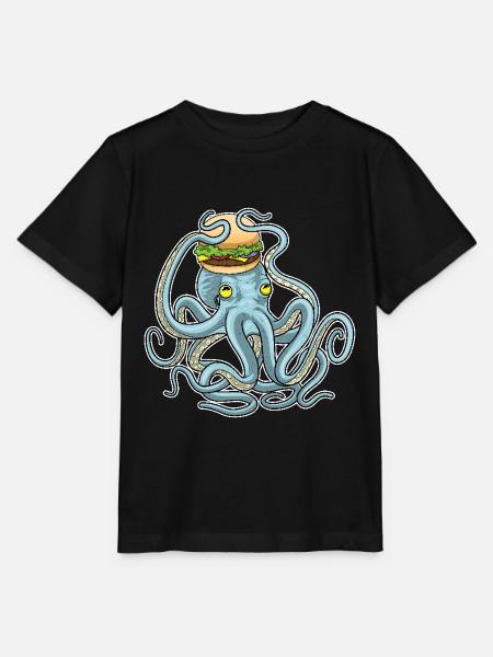 Krake Cheeseburger - Stanley/Stella Kinder T-Shirt MINI CREATOR  - Schwarz