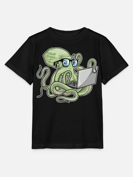 Krake Laptop - Stanley/Stella Kinder T-Shirt MINI CREATOR  - Schwarz